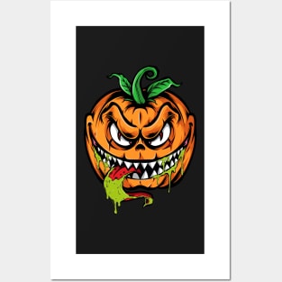 halloween scary evil pumpkin funny pumpkin head Posters and Art
